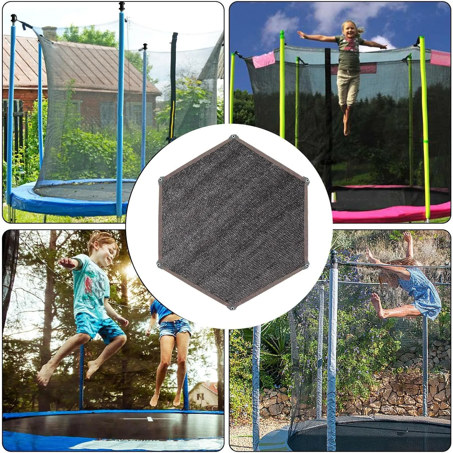 Trampoline Shade Cover, Trampolines Tent Cover, UV Protection Trampoline Canopy Sunshade, Foldable Tear Resistant Tent Shade Cloth for Outdoors Sports and Garden