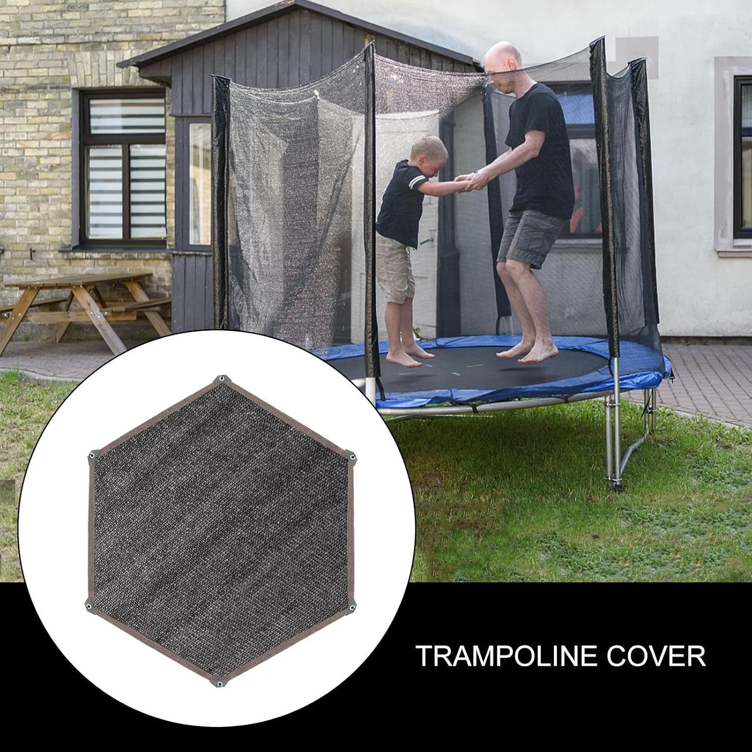 Trampoline Shade Cover, Trampolines Tent Cover, UV Protection Trampoline Canopy Sunshade, Foldable Tear Resistant Tent Shade Cloth for Outdoors Sports and Garden