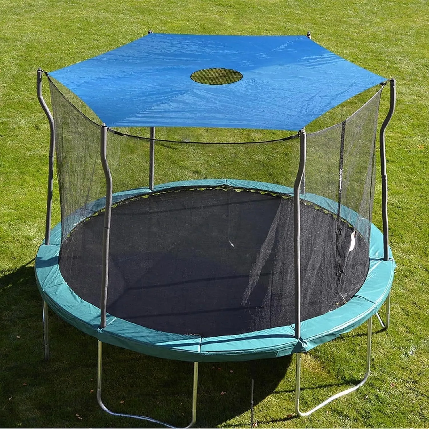 Trampoline Top Cover, 6-16ft Sun-Protection Trampolines Canopy Waterproof Trampoline Sunshade Tarp Accessories for 6/8/12-Pole Trampoline(Blue,6ft-6 Poles)