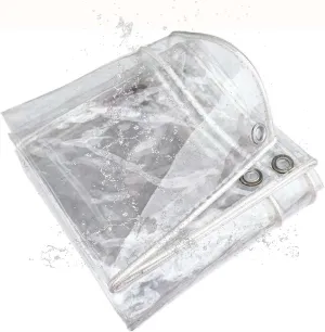 Transparent Heavy Duty Waterproof Tarp 5.6x13.1ft, Clear Tarpaulin, Tarpaulin Waterproof Cover, Clear PVC Cover with Grommets, for Garden & Outdoor