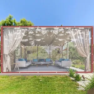 Transparent Waterproof Tarp, 5×2.5 m Outdoor Waterproof Curtains, PVC Transparent Waterproof Cloth for Camping Sites, Dining Areas, Porches, Patios, Agriculture