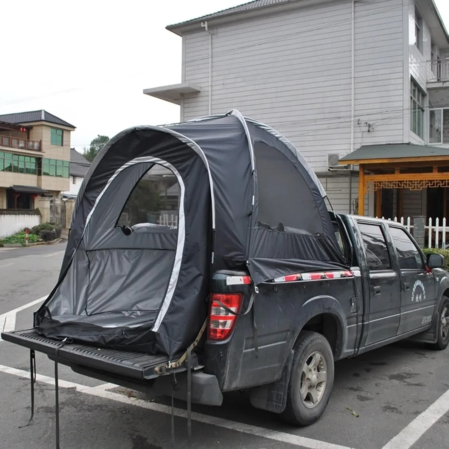 Truck Bed Tent with Double Roof and Storage Bag, 4000mm PU Waterproof Van Tent and Windproof for 3-4 Persons - Portable Double Layer Tent for Camping and Camping