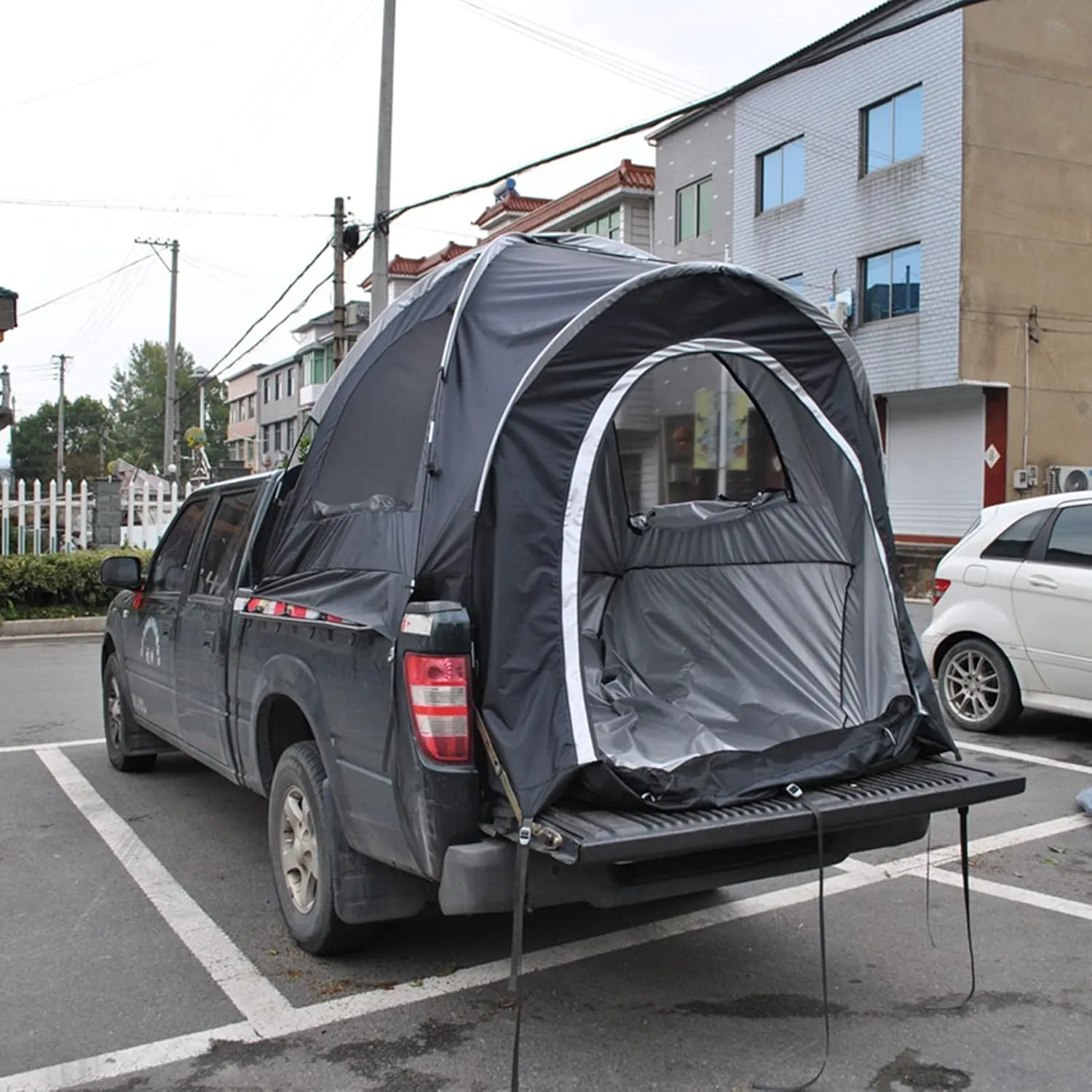 Truck Bed Tent with Double Roof and Storage Bag, 4000mm PU Waterproof Van Tent and Windproof for 3-4 Persons - Portable Double Layer Tent for Camping and Camping