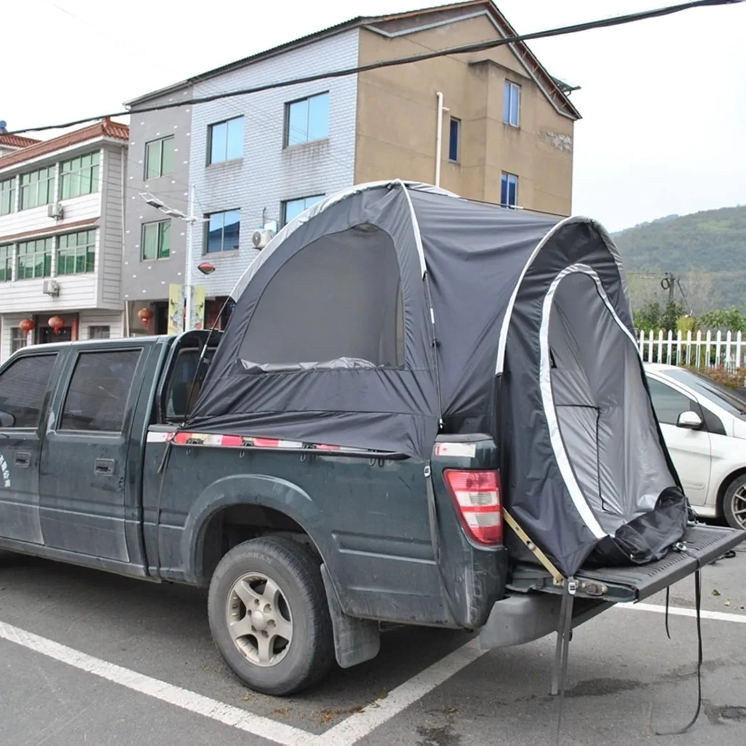 Truck Bed Tent with Double Roof and Storage Bag, 4000mm PU Waterproof Van Tent and Windproof for 3-4 Persons - Portable Double Layer Tent for Camping and Camping