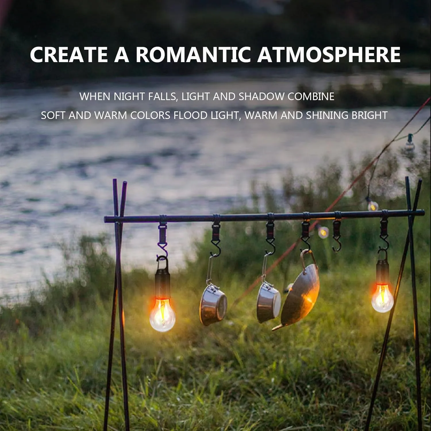 Truthous Solar Camping Light - 2025 New Solar Rechargeable Hooked Camping Light, Hanging Lights Bulb Outdoor Waterproof for Emergencies, Remote Control Three-Level Adjustment (5PCS)