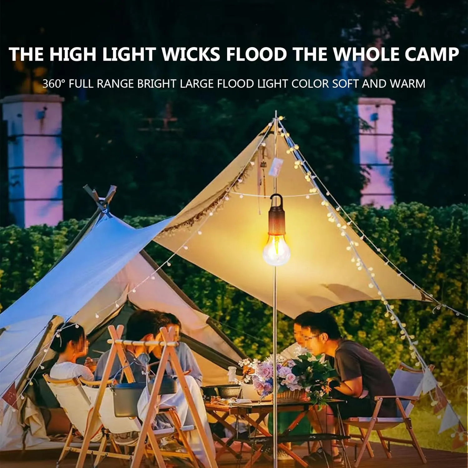 Truthous Solar Camping Light - 2025 New Solar Rechargeable Hooked Camping Light, Hanging Lights Bulb Outdoor Waterproof for Emergencies, Remote Control Three-Level Adjustment (5PCS)