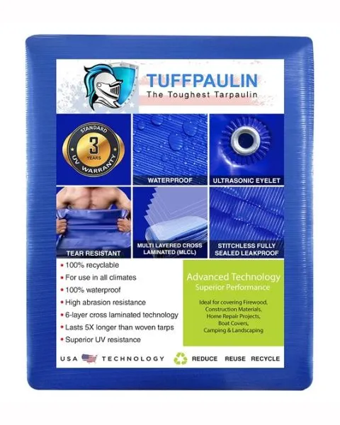 TUFFPAULIN 40FT X 30FT 200 GSM BLUE HAY SUPER HEAVY DUTY TARPAULIN-TIRPAL