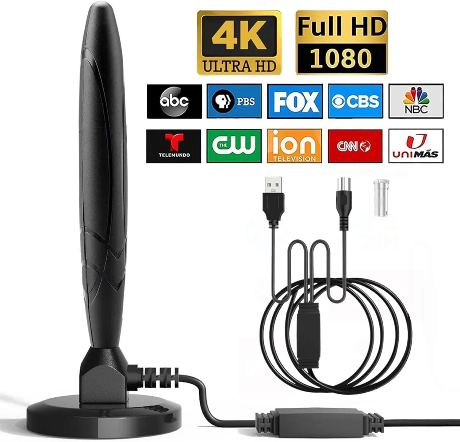TV Antenna Indoor Antenna for Smart TV for Long Range Reception and All Smart TVs HD Digital Antenna with Amplifier Signal Booster for Local Channels Supports 4K 1080p-2025 Upgrade(Black)