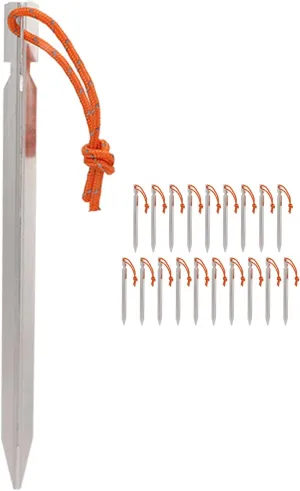 Ultra Light 7075 Aluminum Tent Inserts, Triangular Pens, Long and Robust, Sold with Ropes, for Outdoor Camping Accessories (Silver White)