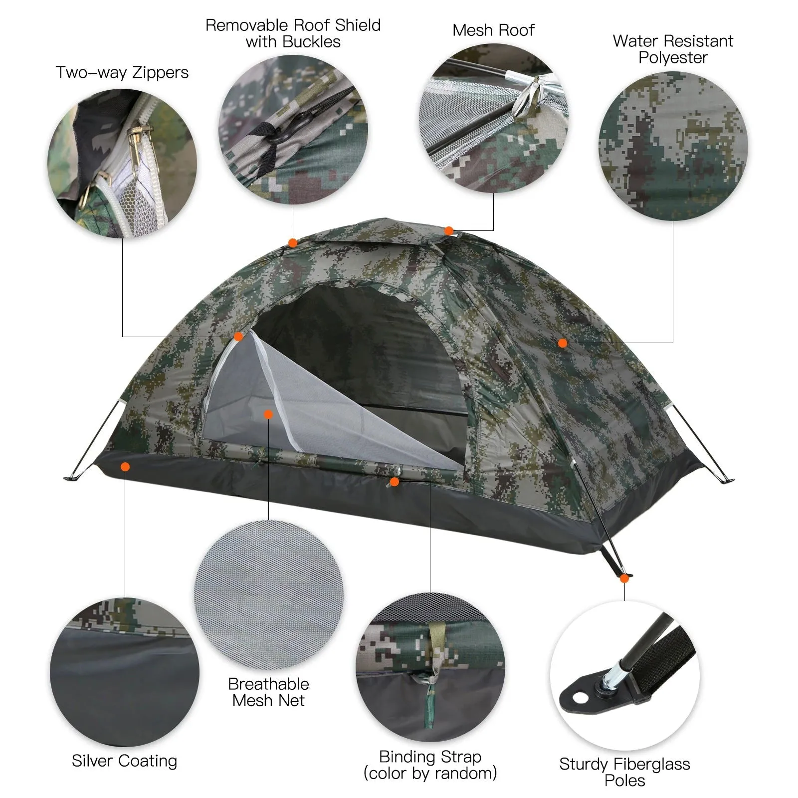 Ultralight Camping Tent – 1 Person Portable Tent with UPF 30  UV Protection for Hiking, Beach, and Fishing
