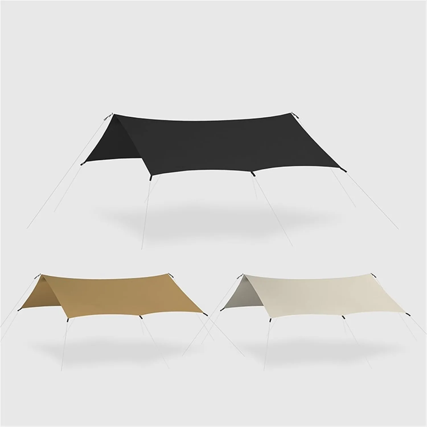 Ultralight Hiking Awning Only 360g for 2-8 People 15D Double Silicon Coating Camping Canopy Sun Tarp 3x3 4x3 4x4.5m for Outdoors, Picnic(Khaki,4x3.0m)