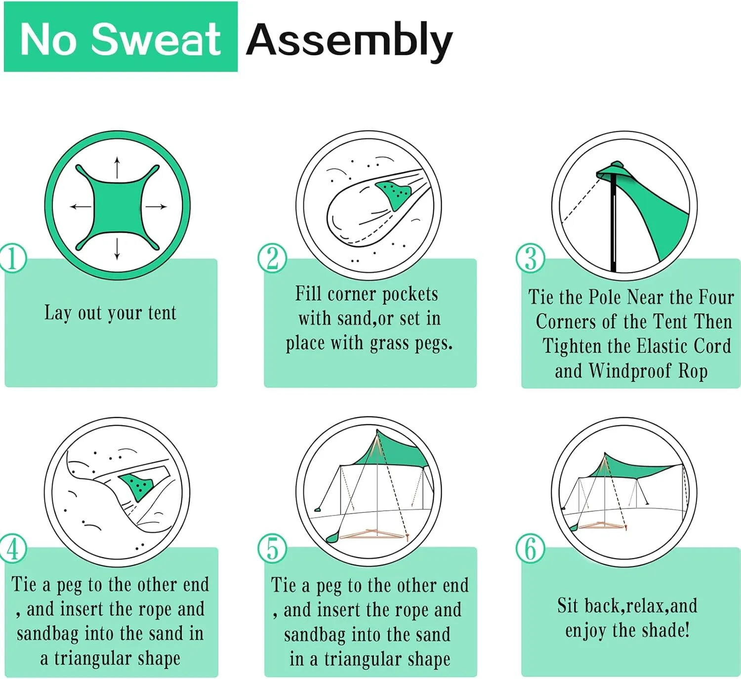 UMARDOO Family Beach Tent Canopy Sun Shade Portable, Large Compact Beach Sun Shelter Easy Setup with Packable Bag for Outdoor Travel (Green, 10X10 FT. 4Poles)