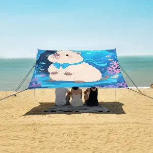Underwater Capybara Beach Camping Tent Sun Shelter for Whole Family, Beach Shade Canopy with UPF50  UV Protection,Easy Set Up and Carry,Outdoor Shade for Trips, Fishing, Backyard Fun Picnics