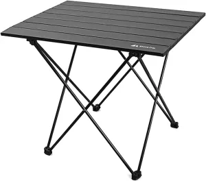 UNISTRENGH Portable Camping Table with Carrying Bag Lightweight Aluminum Alloy Foldable Tabletop for Outdoor Hunting Cooking Picnic BBQ (Medium-22.05''L x15.94''W x18.31''H, Black without storage bag)