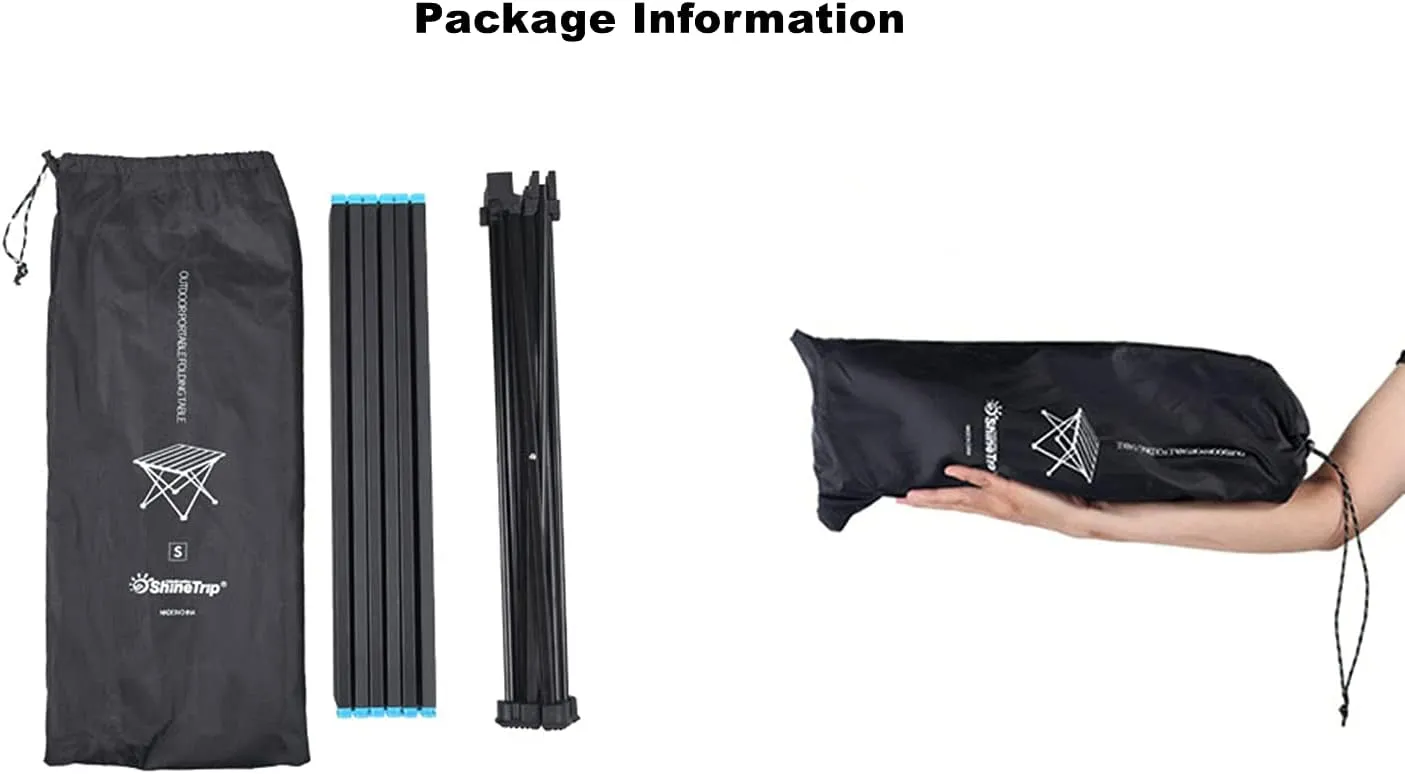 UNISTRENGH Portable Camping Table with Carrying Bag Lightweight Aluminum Alloy Foldable Tabletop for Outdoor Hunting Cooking Picnic BBQ (Medium-22.05''L x15.94''W x18.31''H, Black without storage bag)