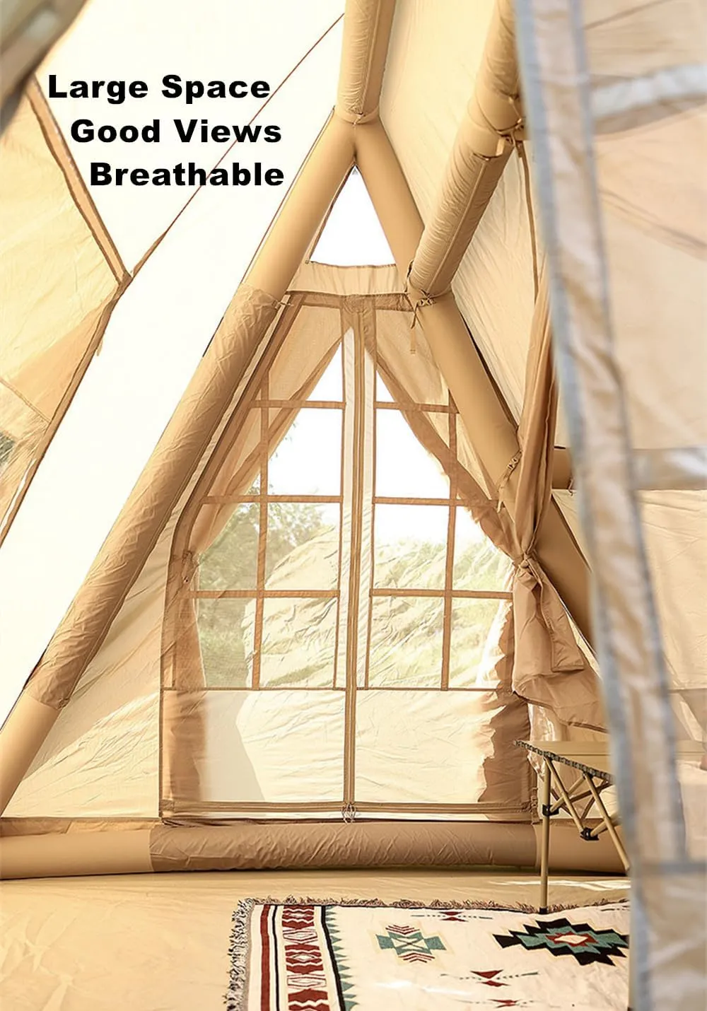 UNISTRENGH Waterproof Pop Up Cotton Inflatable Tent Outdoor 5-8 People Thickened Rainproof Camping Tent Large Space Roof Tent