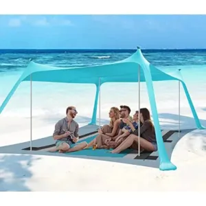 Up Beach Tent 10x10 FT Portable Beach Canopy Tent with UV Protection, Wind Resistant Sun Shelter with Sandbags