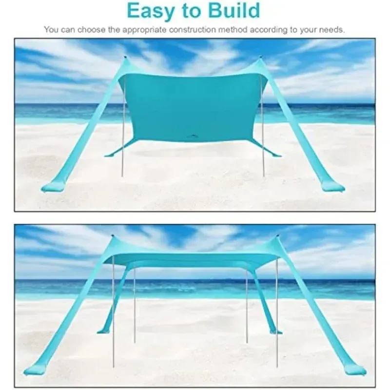 Up Beach Tent 10x10 FT Portable Beach Canopy Tent with UV Protection, Wind Resistant Sun Shelter with Sandbags