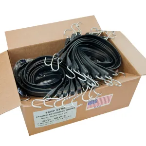 USA Tarp Straps with Crimped Hooks - 10 Inch - Box of 50