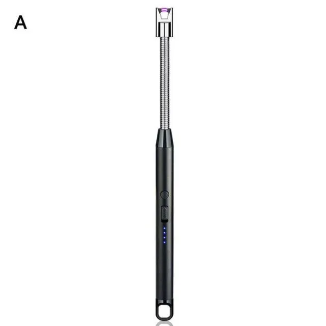 USB Electric Rechargeable Long BBQ Kitchen Gas Stove Lighter Windproof LED Plasma Arc Flameless Candle Unusual Lighters Outdoor