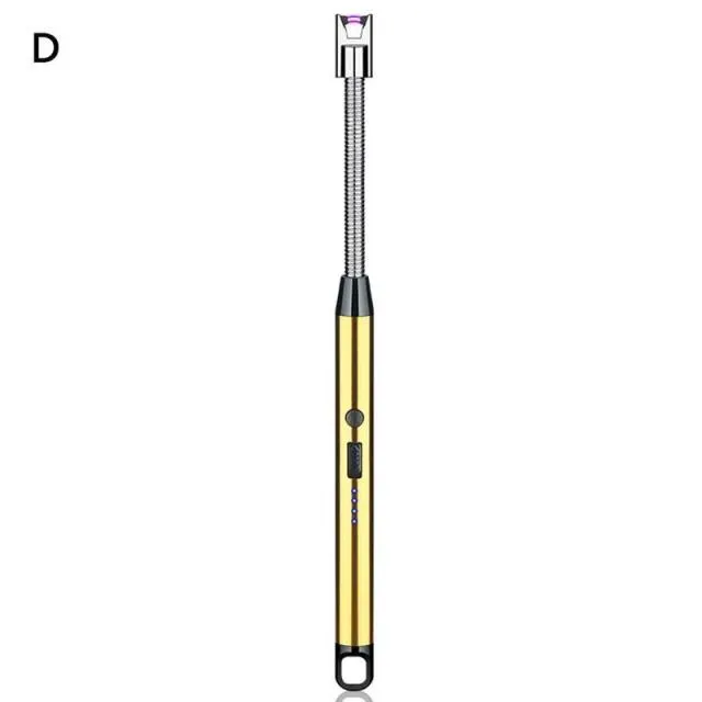 USB Electric Rechargeable Long BBQ Kitchen Gas Stove Lighter Windproof LED Plasma Arc Flameless Candle Unusual Lighters Outdoor