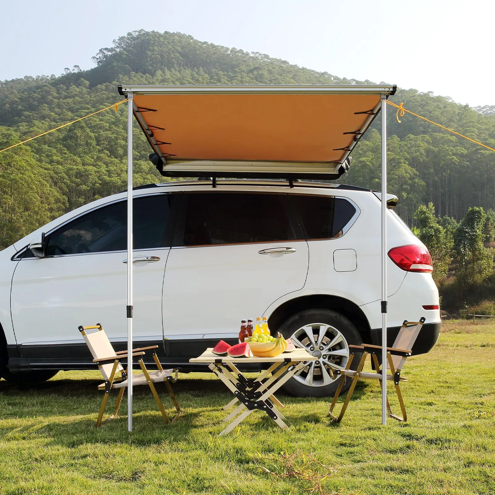VEVOR Car Side Awning, Large 4.6'x6.6' Shade Coverage Vehicle Awning, PU3000mm UV50  Retractable Car Awning with Waterproof Storage Bag, Suitable for Truck, SUV, Van, Campers