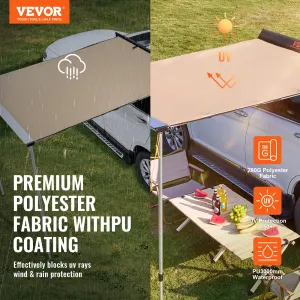 VEVOR Car Side Awning, Large 4.6'x6.6' Shade Coverage Vehicle Awning, PU3000mm UV50  Retractable Car Awning with Waterproof Storage Bag, Suitable for Truck, SUV, Van, Campers