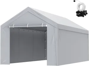 VEVOR Carport Replacement Canopy Cover Top   Side Wall 12 x 20 ft, Garage Tent Shelter Tarp Heavy-Duty Waterproof & UV Protected, Easy Installation with Ball Bungees,Grey (Frame Not Included)