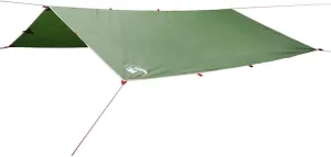 vidaXL Camping Tarp - Waterproof Green Tarpaulin - 196.9x115.7” Outdoor Shelter, 185T Polyester with PU Coating, Lightweight, Portable with Carry Bag for Hiking, Trekking & Camping