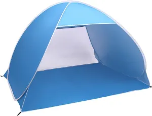 VINGLI 2 Person Beach Tent Pop Up/Camping Tent Sun Shelter Tent Big Automatic Sun Umbrella 2-3 Person Fishing Beach Shelter Blue