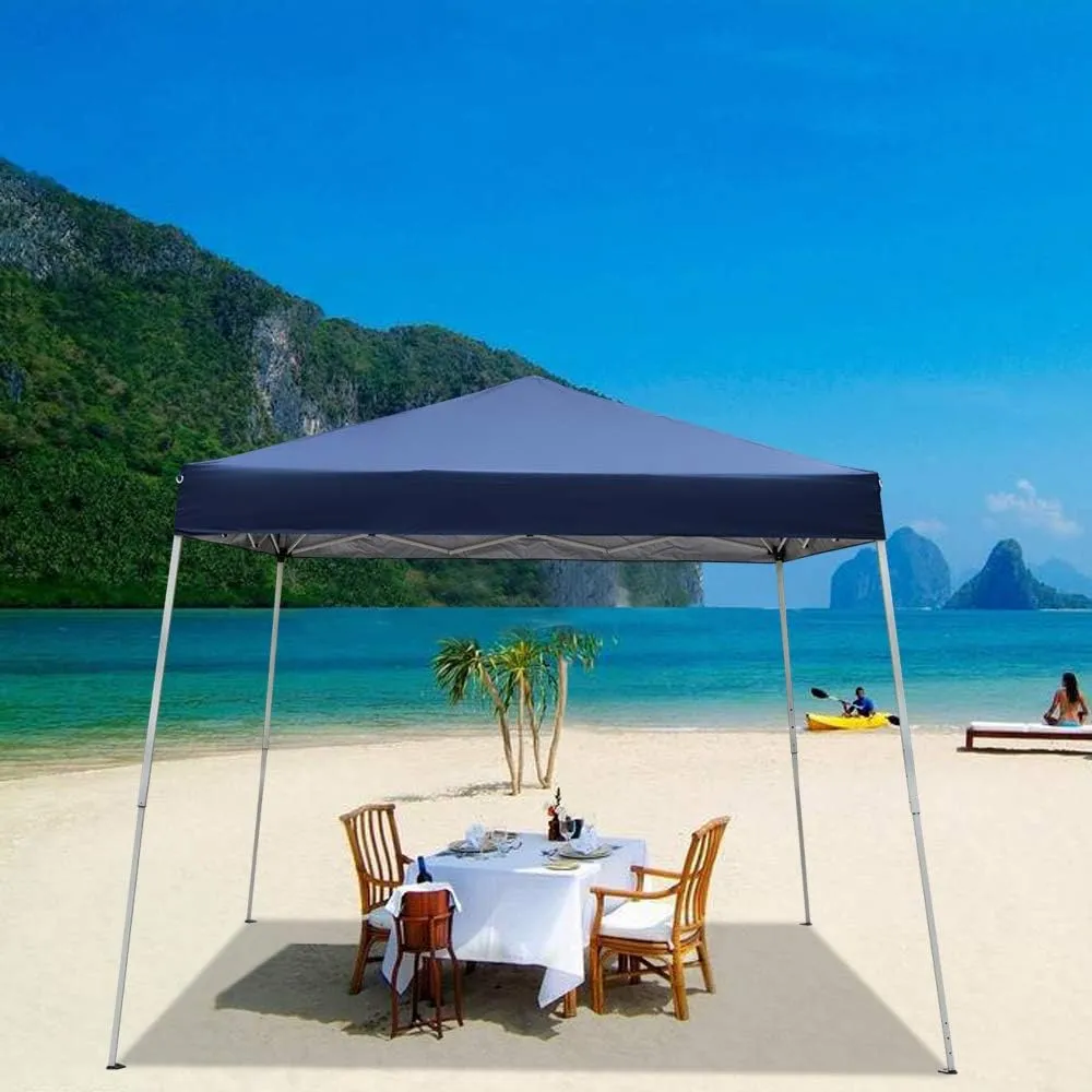 VINGLI 6x6 ft Pop Up Canopy Tent, Outdoor Foldable Portable Canopy for Camping, Patio, Easy Up Gazebo with Carry Bag Slant Legs
