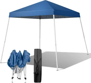 VINGLI 6x6 ft Pop Up Canopy Tent, Outdoor Foldable Portable Canopy for Camping, Patio, Easy Up Gazebo with Carry Bag Slant Legs