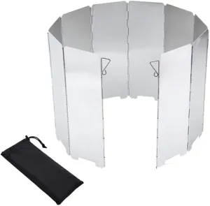 VOSAREA 1 Set Stove Windshield Screens 10 Plates Outdoor Camping Cooking BBQ Gas Stoves Aluminium Alloy Wind Screen Camping Equipment for Outdoor