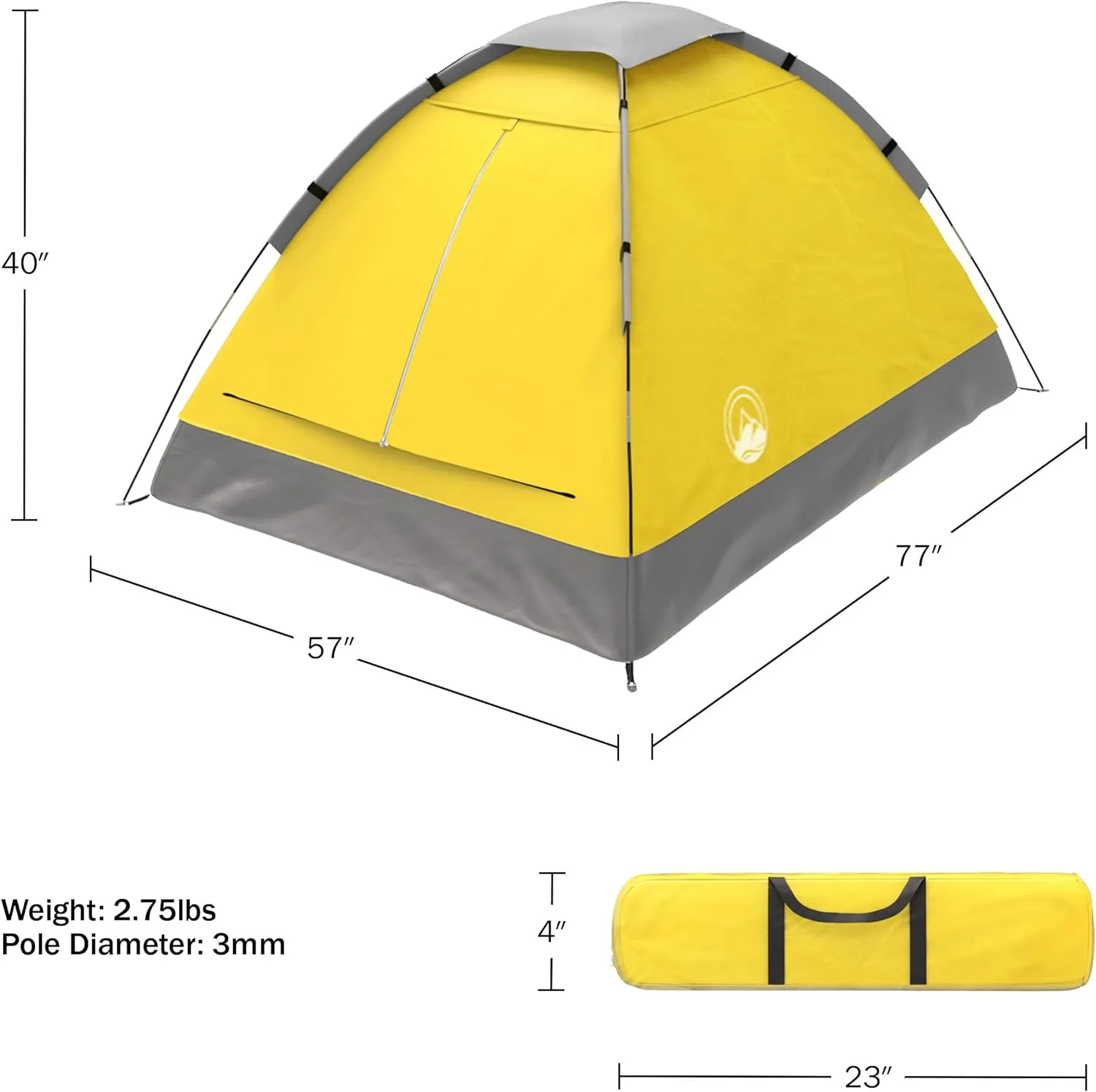 Wakeman Tents 2-Person Tent with Removable Rain Fly and Carry Bag - Includes Pop-Up Privacy Tent, Dressing Room, or Portable Shower - Camping Gear by Wakeman