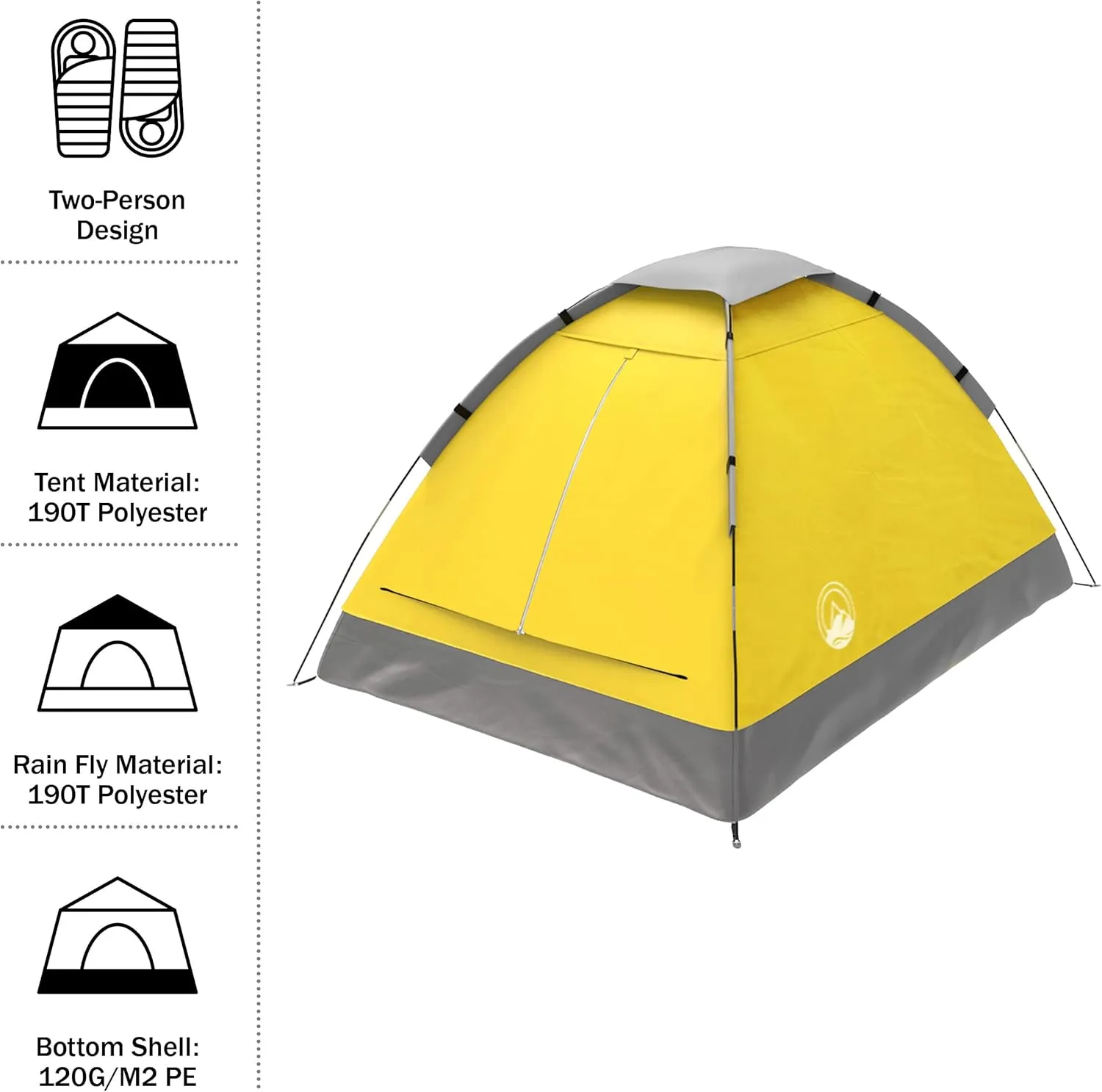 Wakeman Tents 2-Person Tent with Removable Rain Fly and Carry Bag - Includes Pop-Up Privacy Tent, Dressing Room, or Portable Shower - Camping Gear by Wakeman