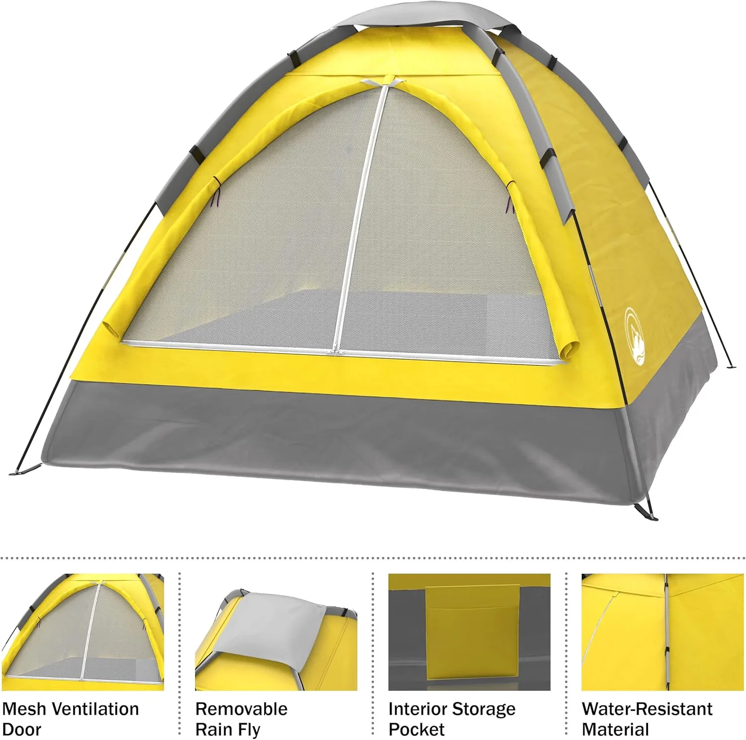 Wakeman Tents 2-Person Tent with Removable Rain Fly and Carry Bag - Includes Pop-Up Privacy Tent, Dressing Room, or Portable Shower - Camping Gear by Wakeman