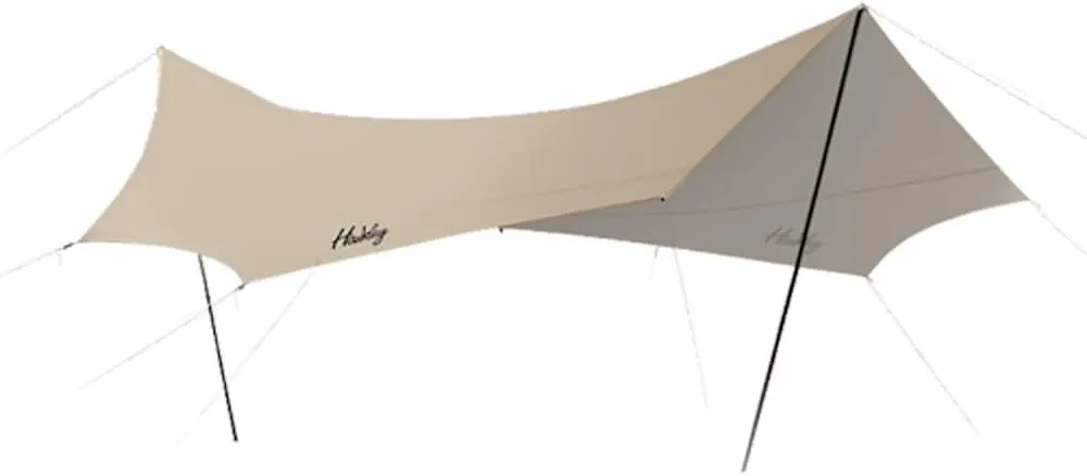 Waterproof Camping Tent Tarp - Lightweight & Portable Awning Tarp, UV Protection Waterproof Camping Tent Tarp for Camping, Hiking,Backpacking and Outdoor Adventure Survival Gear(Khaki