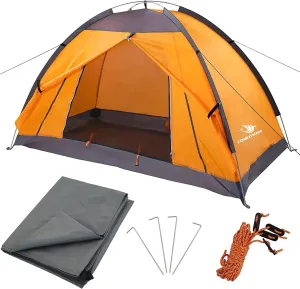 Waterproof Single Backpack Tent with Camping Tarp, Camping Goods Set for Hiking, Outdoor Travel(Orange)