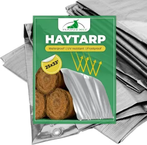 Waterproof Tarps 25x33 ft - 150 GSM, Heavy Duty Tarp, UV & Frost-Resistant Tarpaulin, Silver, Tearproof, Weatherproof Cover for Hay Stacks, Barns, Farm, Ranches, Silage, Equipment, Agriculture