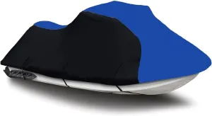 Weatherproof Jet Ski Covers, All Weather Protecive Cover Trailerable Jet Ski Cover 600D Oxford UV Protected Boat Cover Waterproof UV Protected Dustproof Boat Cover,Blue Black,XL