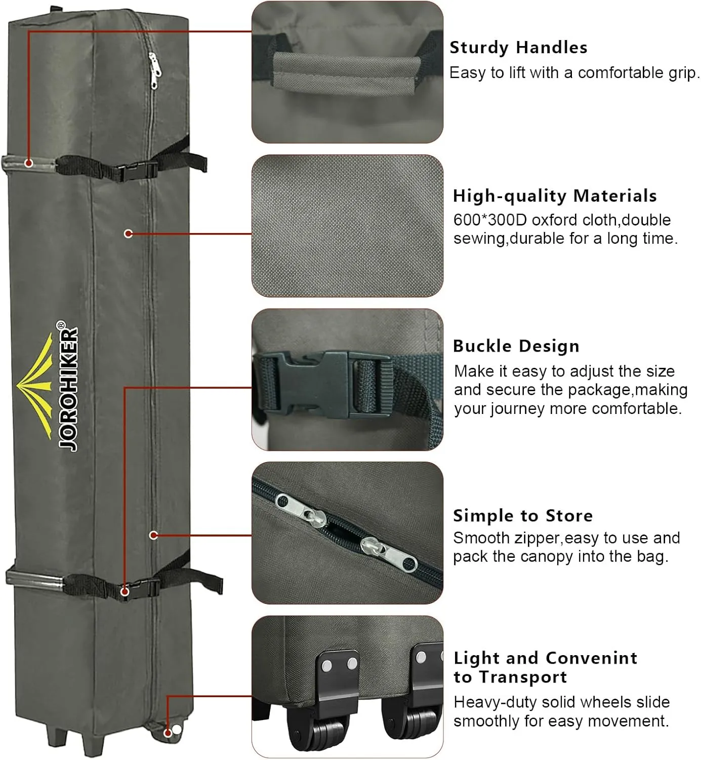 Wheeled Carry Bag for 10x10 Canopy Instant Tent,Heavy Duty Pop up Canopy Tent Universal Rolling Storage Bag with Handles,Black