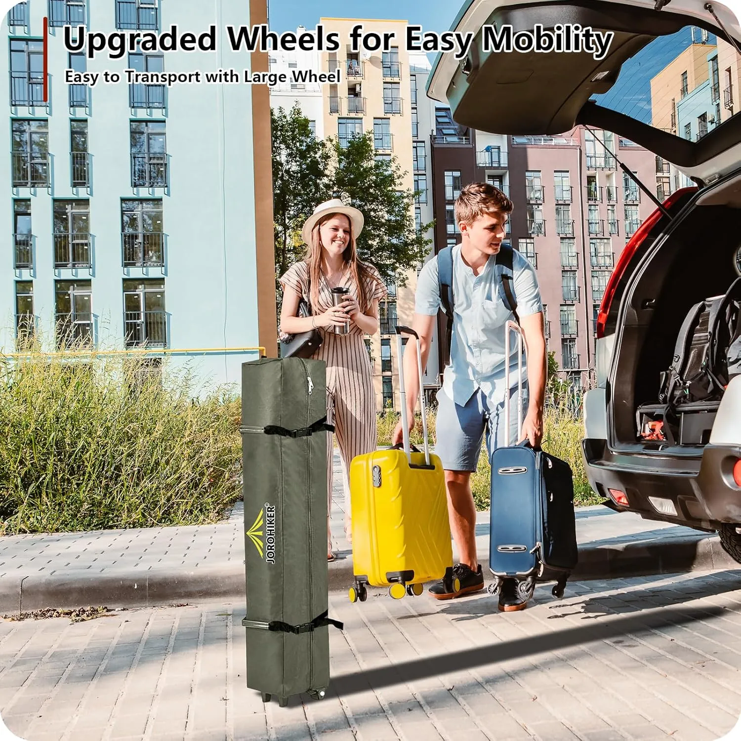 Wheeled Carry Bag for 10x10 Canopy Instant Tent,Heavy Duty Pop up Canopy Tent Universal Rolling Storage Bag with Handles,Black