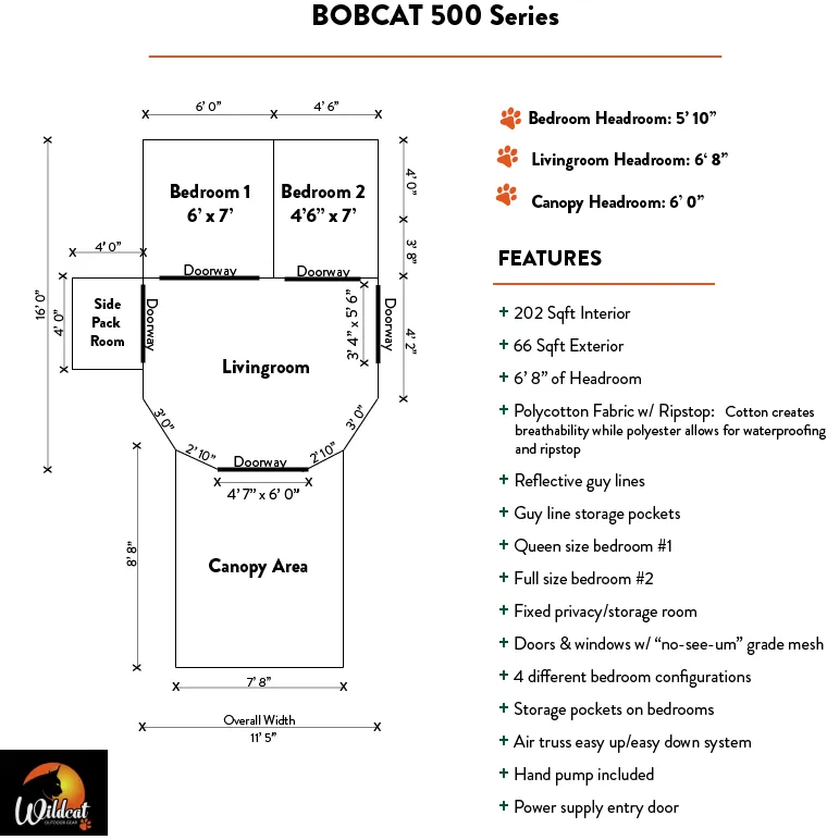 Wildcat BOBCAT 500 Premium Family Camping Tent