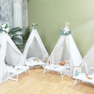 Windyun 4 Pack Teepee Tents for Kids Children Play Tipi Tent Indoor Outdoor for Boys Girls Toddler Washable Playhouse, Cotton Canvas Foldable Play Teepee(63 Inch,Beige)