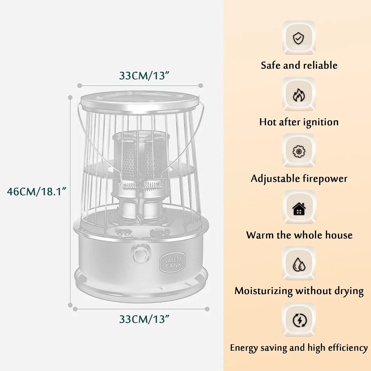 with Spare Wick and Storage Bag, Non-Electric Portable Kerosene Stove, Adjustable fire Power, high-Efficiency Heating Outdoor Camping Stove (Color : Dark Green)