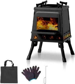 Wooden camping stove camping stove detachable portable camping stove camping barbecue portable wood stove camping stove windproof portable stove outdoor picnic stove black 36 * 36 * 46.5cm