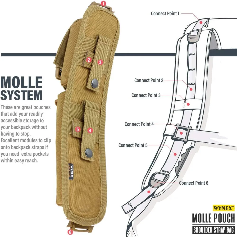 WYNEX Tactical Molle Accessory Pouch, Backpack Shoulder Strap Bag Shoulder Tape Additional Bag Multifunctional Hunting Tools Pouch