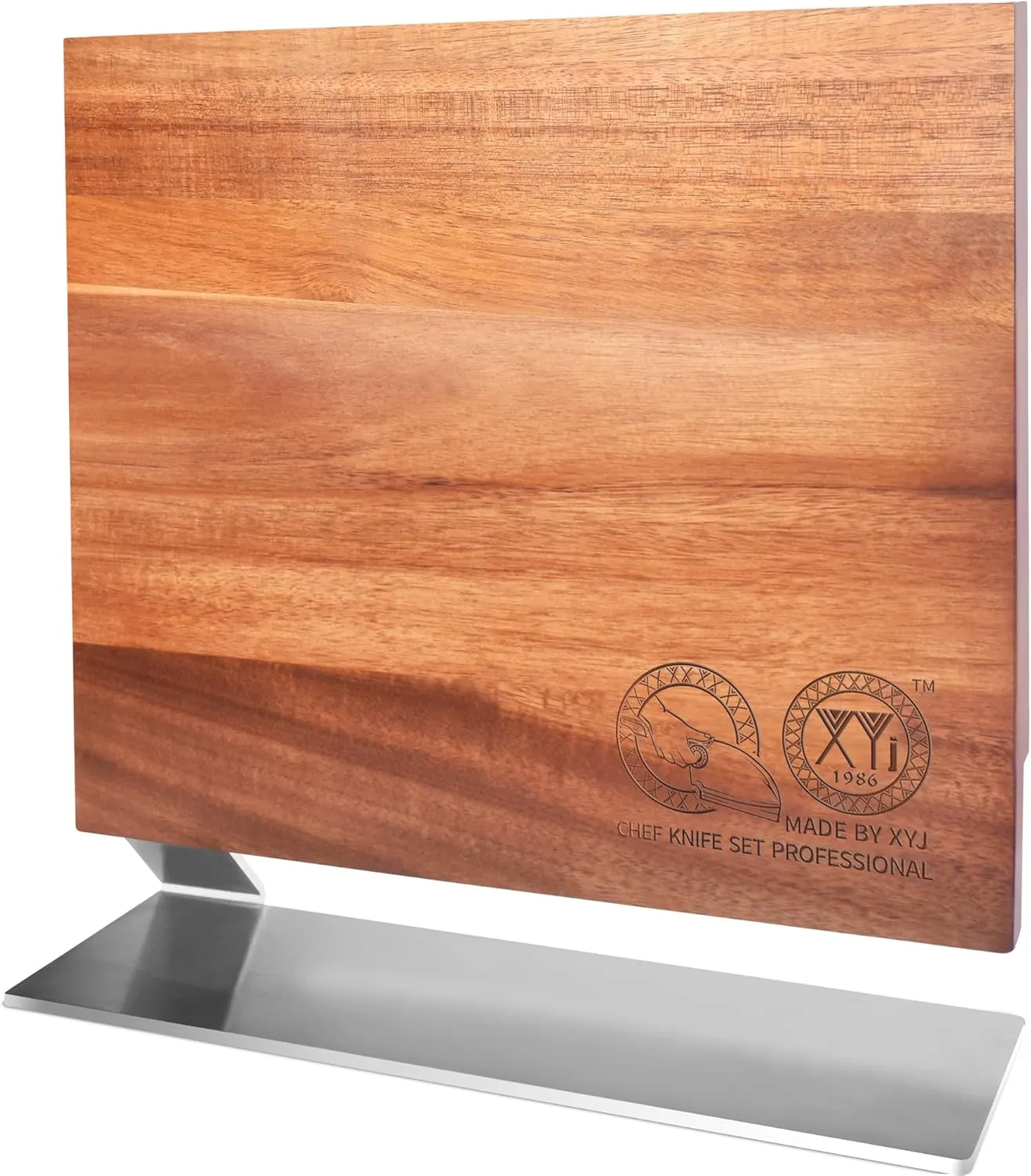 XYJ Authentic Since 1986, Magnetic Knife Block Double Sided Acacia Wood Magnetic Knife Holder with Powerful Magnets, Magnetic Knife Stand, Multifunctional Knife Storage Rack