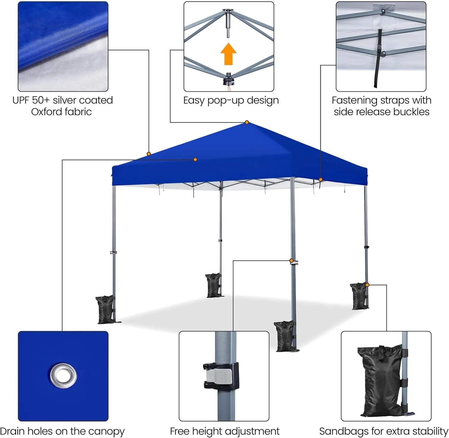 Yaheetech 12x12 Pop Up Canopy Easy Set-up Tent, Portable Outdoor Canopy Instant Tent, Commercial Gazebo with Wheeled Carry Bag & 4 Sandbags for Home, Party & Outdoor Activities, Blue