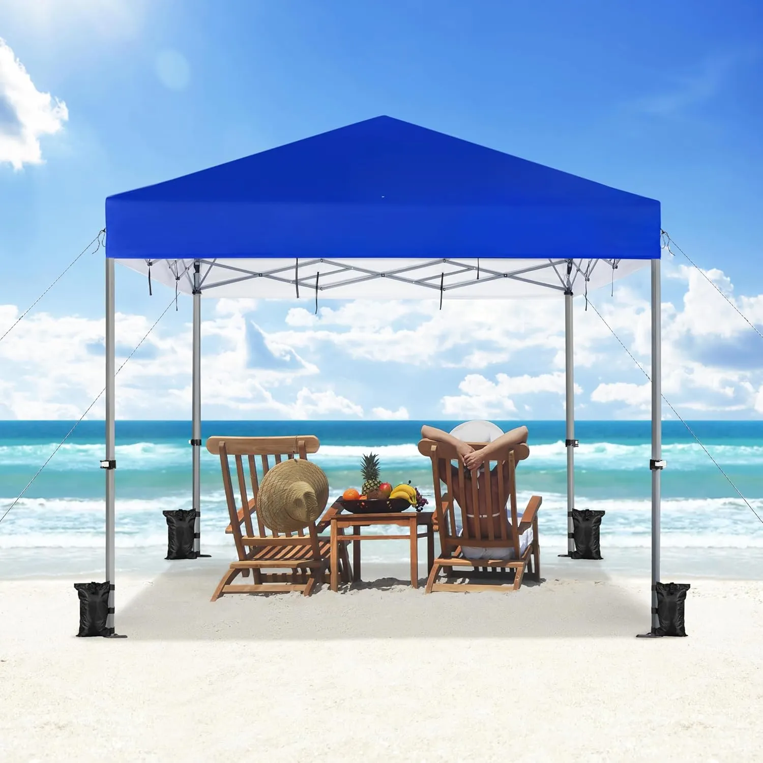 Yaheetech 12x12 Pop Up Canopy Easy Set-up Tent, Portable Outdoor Canopy Instant Tent, Commercial Gazebo with Wheeled Carry Bag & 4 Sandbags for Home, Party & Outdoor Activities, Blue